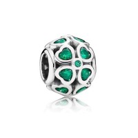 BE-340 Berloque Trevo da sorte Prata 925 e Zirconias Verdes 